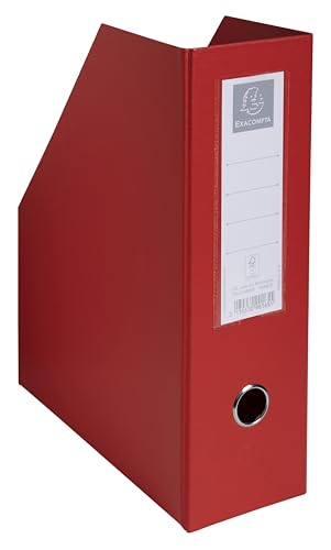 Exacompta - Ref. 90165E Stehsammler aus extra festem Karton, kunststoffbeschichtet, flach verpackt, Rücken 10 cm, 25 x 31 cm, für DIN A4, Rot, 10 Stück
