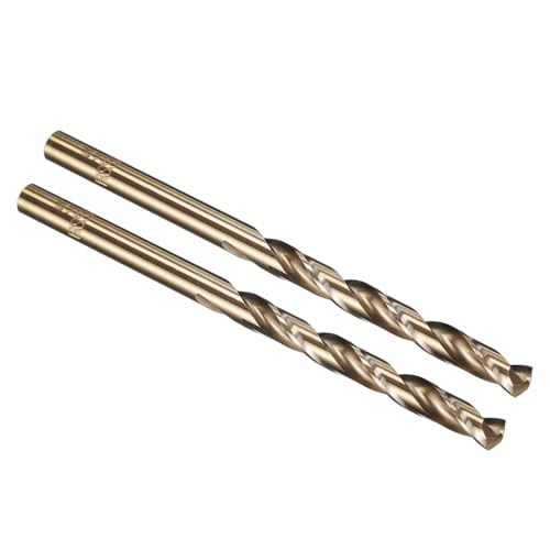 PATIKIL 5mm Drill Bit, Jobber Straight Shank M35 Cobalt 5% High-Speed Steel 135° Gold Finish for Stainless Steel Hard Metal - 2 Pack