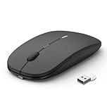 Anmck Wireless Silent Mouse,USB Laptop PC Cordless Rechargeable Slim Mice, 10m Remote Range,1600 DPI 6 Adjustment Levels Noiseless Mini Mouse,Home & Office for Windows