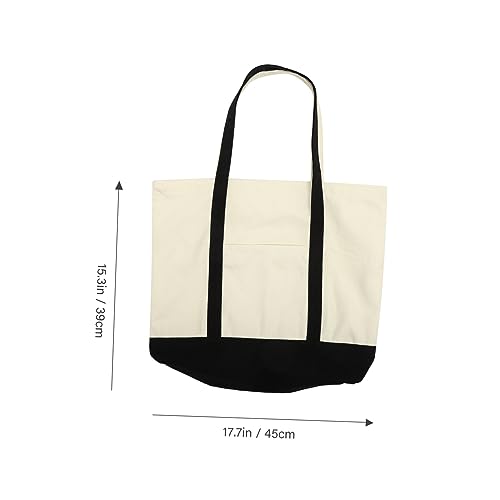FRCOLOR Large Capacity Cotton Linen Canvas Bag Plain Tote Bag for Grocery Shopping Reusable Beach Tote Handles2