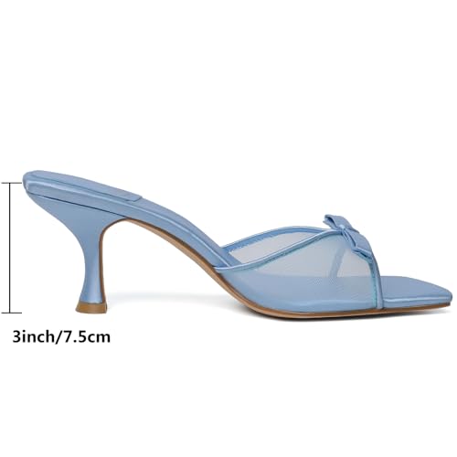 Image of Mostrin Kitten Heels for Women Round Toe Heels With Bow Vintage Mules Sexy Slip on Stiletto Backless Sandals for Party Daily