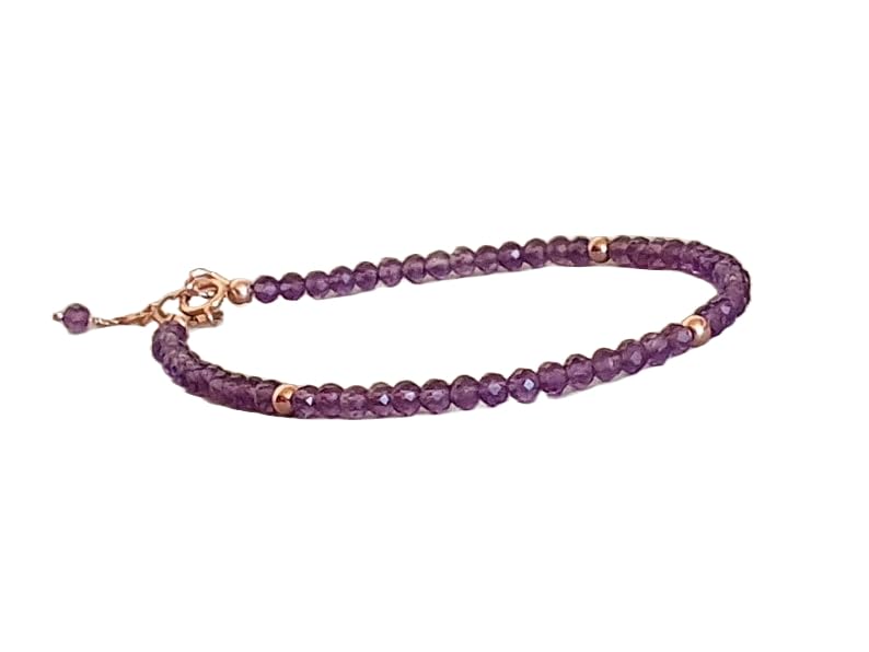 Bracelet améthyste fine 4mm LKBEADS, bijou en argent sterling 6inch