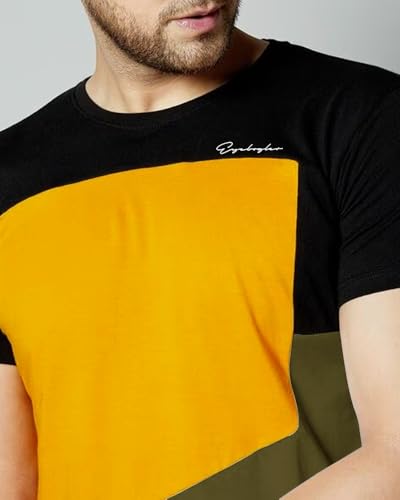 Image of Noble Monk Men Regular Fit T-Shirt | Round Neck | Half Sleeve | Self Design | Casual T Shirt for Men