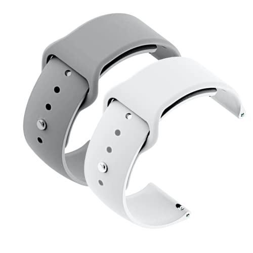 Image of YODI New Accessories Silicone 22MM Strap Belt Band for Smart Watch (Set of 2 Color) Combo Pack (Smart Watch NOT Included) (Grey-White)