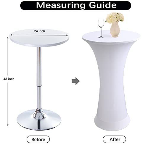 Image of Cocktail Table Covers - 2 Pack 24 inchx43 inch Fitted Highboy Tablecloth - White