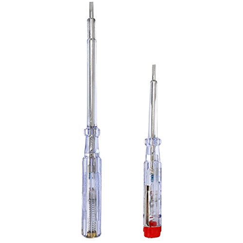 com-four® 2 comprobadores de tensión con lámpara incandescente - Comprobador de corriente para 110–250 V CA - Comprobador de fase con resistencia en serie (2 piezas - comprobador de voltaje 14/19cm)