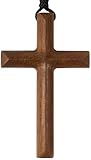 Green Wood Cross Necklace for Men Women Gift, Natural Green sandalwood Cross Chain Pendant, Christian Catholic Jesus Crucifix Necklace, Cross for Car Mirror Hanging, 1.6x0.9inches Facet