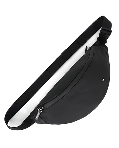 Image of Destinio Waist Bag for Man Woman - Water Repellent Fabric, Waterproof Zippers & Back Pocket - Large Travel Waist Pouch, Fanny Pack, Belt & Hip Bag for Hiking - Black