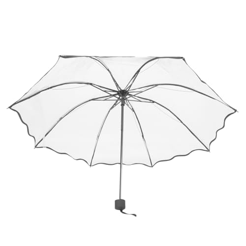 IMIKEYA Paraguas Transparente Plegable Resistente para Viaje y Diario Compacto Protección Solar y para Mujeres y Hombres