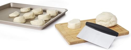 Image of Dough Bench Scrapper Cake Cutter Pastry Cutter Chopper, Smoother Icing Fondant Decorating Multi-Purpose Stainless Steel Baker Scraper & Chopper 5 inch