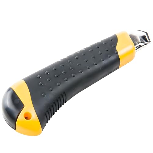 Image of CLAPONE Utility Knife - Retractable Box Cutter with 18mm Wide Sharp Blade | Smooth Auto-Lock Mechanism for Cutting Cartons, Cardboard & Boxes | Perfect for Office & Home Use (Yellow Cutter)