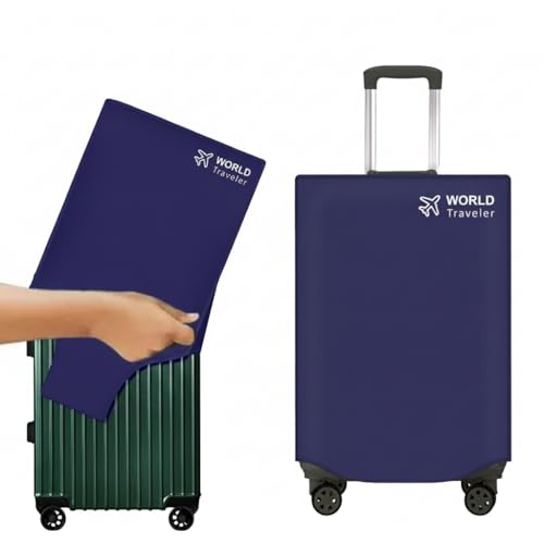 Image of Kraptick Non-Woven Luggage Cover - Waterproof, Dustproof, and Stretchable Luggage Protector Cover, Durable Non-Woven Luggage Case for Trolley Bags with Stretchable and Durable Design (Blue-24 Inch)