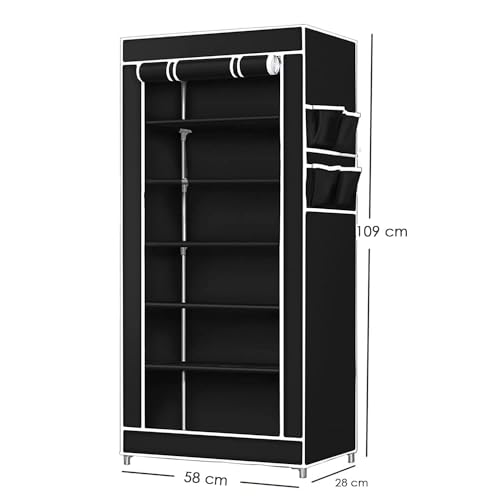 Image of ClearSpace Multipurpose Baby Wardrobe /Cabinet /Multipurpose Storage Rack, Foldable, Collapsible Fabric Wardrobe Organizer for Clothes (Plastic and Non Woven Fabric) (Black, 6 - Layer)