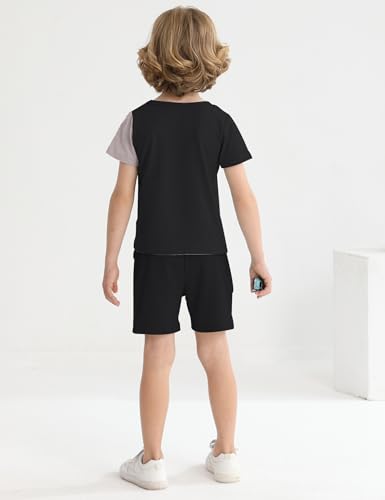 Image of mksodopy Toddler Boy Clothes Color Block Patchwork Short-Sleeved T-Shirt Color Block Shorts Boys Summer Outifts