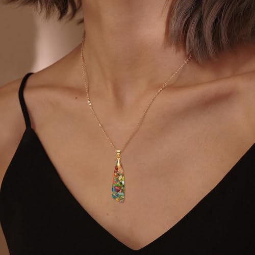 Nature Stone Necklaces for Women Boho Pendant Necklace 18K Gold Chain Necklaces2