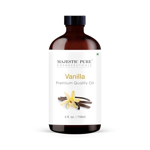 Majestic Pure Vanilla Essential Oil with Glass Dropper - 4 Fl Oz - 100% Pure and Natural Vanilla Oil - Premium Grade Essential Oils for Diffuser Aromatherapy Soap and Candle Making
