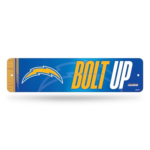 Rico Industries NFL Football Los Angeles Chargers Metal Street Sign 4" x 15" Home Décor - Bedroom - Office - Man Cave