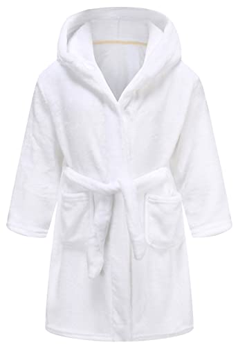 CJMJXPH Kids Toddler Boys Girls Fleece Robe Soft Hooded Bathrobe Pajamas Sleepwear 2-16 Years