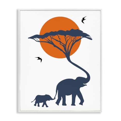 'Modern African Safari Sunny Sky Elephant'| Framed Giclee Art