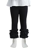 DIPUG Toddler Leggings Cute Kids Pants Girls Legging with Ruffle Trim for Little Child Baby Black 2T-3T