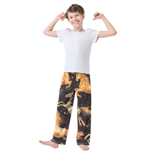 ZZXXB Galaxy Horse Boys Long Pants Soft Trousers Elastic Waist Kids Lounge Bottoms with Pockets S-XL3