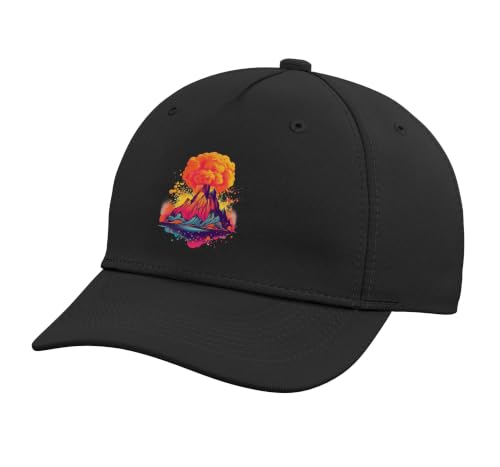 Supervolcano - Volcano - Volcanic Eruption - Crater - Lava Adjustable Printed Baseball Hat, Black