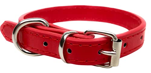 Vibrant Leather Dog Collar & Lead Combo Set for Puppy Dogs Small, Medium & Large (Large (36cm - 46cm Neck), Red) - Image 3