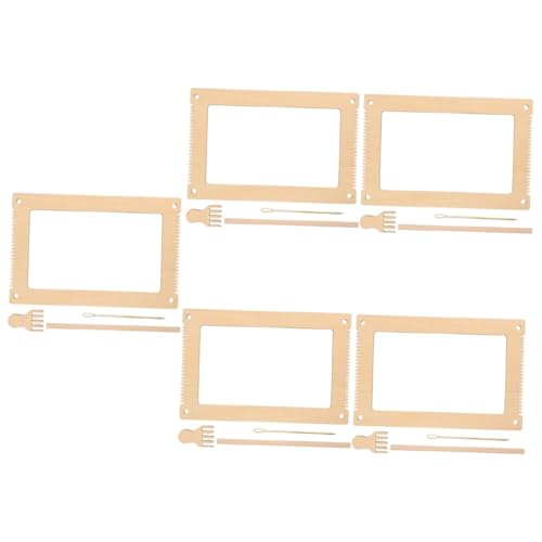 SHINEOFI 5 Juegos máquina de tejer de madera carpinteria telares de madera tricotar tapices tapiz juguete de telar cognitivo kit de telar para niñas envío directo Tablero tejido piso niño