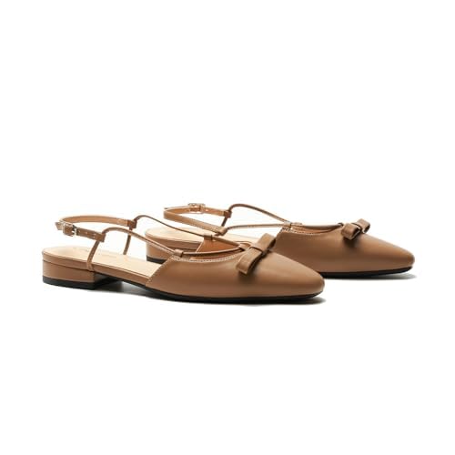 Image of C.Paravano Women Pointed Toe Slingback Flats Dressy Closed Sandal Shoes | Lambskin insole, Adjustable ankle strap, Comfortable walking, for wedding, cocktail party, business