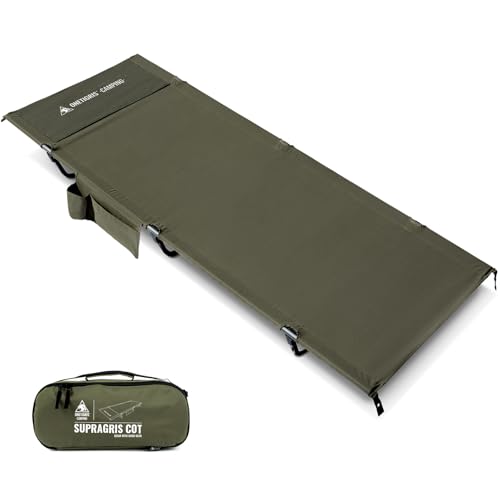 ONETIGRIS SUPRAGRIS - Cuna de campamento, soporta hasta 400 libras, cama plegable ligera y cómoda para camping, senderismo, mochileros, viajes, viajes en coche, siesta de oficina (verde (Ranger Green)