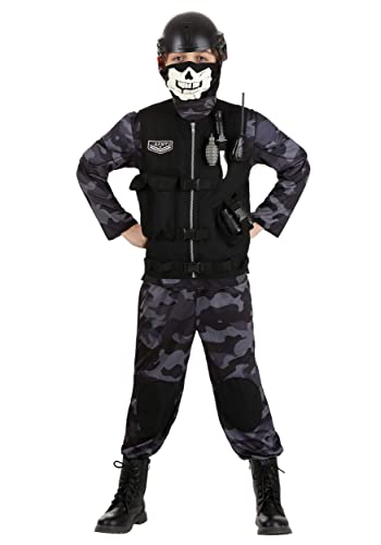 Fun Costumes Kids Elite Army with Military Vest Toy Helmet and Accessories Skull Mask Soldier Halloween for Boys Medium
