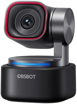 OBSBOT Tiny 3 AI-Powered Spatial Audio 4K Webcam, AI Tracking PTZ Camera with 1/1.28" Sensor, Tri-Mic, Voice & Gesture Control, 120FPS, HDR, Web Cam for PC, Laptop, Streaming, Meeting, Switch 2, etc.