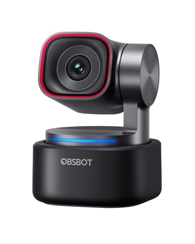 OBSBOT Tiny 3 AI-Powered Spatial Audio 4K Webcam, AI Tracking PTZ Camera with 1/1.28' Sensor, Tri-Mic, Voice & Gesture Control, 120FPS, HDR, Web Cam for PC, Laptop, Streaming, Meeting, Switch 2, etc.