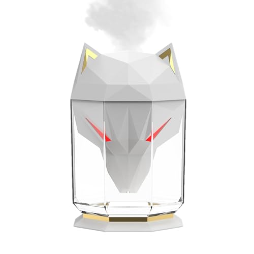 Humidificadores para dormitorio - Humidificador con cabezas de lobo, humidificador que cambia de color | Luz nocturna RGB de 7 colores, humidificador de mesa Nano Mist, 10 horas Humidificadores para dormitorio - Humidificador con cabezas de lobo, humidificador que cambia de color | Luz nocturna RGB de 7 colores, humidificador de mesa Nano Mist, 10 horas