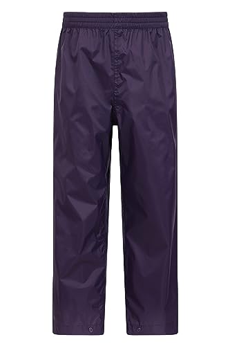 Mountain Warehouse Pakka Kids Waterproof Over Trousers - Taped Seams Rain Pants, Lightweight, Rip-Stop, Packaway Bag - for Autumn Winter, Walking, Travelling Purple Teen Size 13 Years