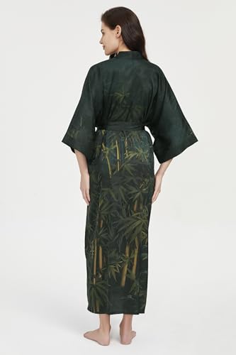 Image of PRODESIGN Kimono Robe for Women - Long Satin Sleepwear Silky Kimono Cover-Up Nightgown Japanese Bathrobe Loungewear Blouse