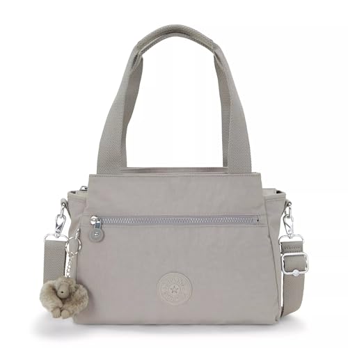 Kipling Bolsa feminina Elysia, leve, com vários compartimentos magnéticos, bolsos de pressão de nylon, Cinza-claro, 11.5'L x 9'H x 5'D