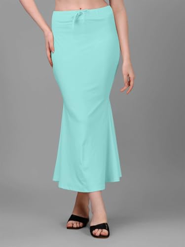 Image of Women's Saree Shapewear Petticoat, Cotton Blend Stretchable Mermaid Skirt, High Waist Tummy Control, Smooth Curve Fit with Adjustable Drawstring