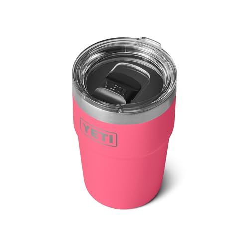 Image of YETI Rambler 16 oz Stackable Tumbler, Vacuum Insulated, Stainless Steel with MagSlider Lid, Tropical Pink