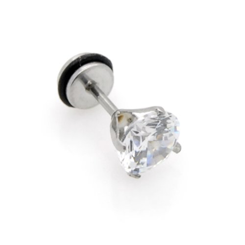 Unisex Stainless Steel Mens Lady's Earring Zircon 8mm