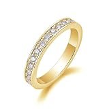 Anillo de compromiso de oro blanco para mujer, anillo de boda con moissanita de 2 mm, anillo de oro blanco de 0,49 quilates, 9 quilates, 14 quilates y 18 quilates, H 1/2, Oro amarillo de 18 quilates