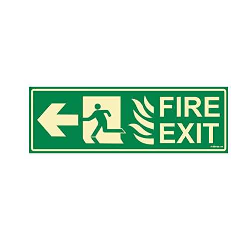 FES-2-M-1-2x Glow in Dark Fire Exit Sign Left Arrow, 300 x 100 mm
