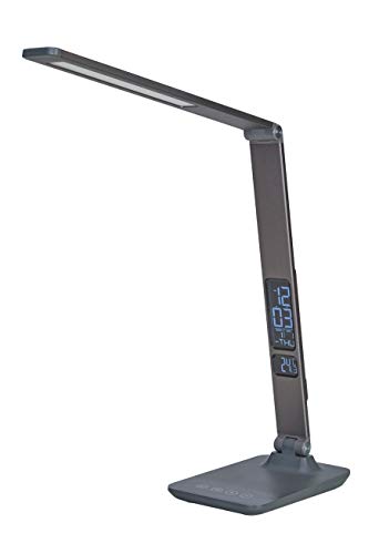 Lampe de bureau LED Alba LEDVIVA N gris anthracite en aluminium avec port USB
