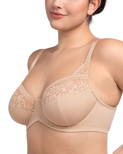 Image of HSIA Minimizer Bras for Women Large Bust Full Coverage Lace Plus Size Bra - Mermaid Scales