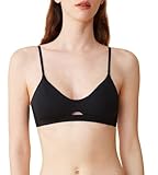 Zoe Jacobs Wireless Bra for Small Breasted Women, Organic Cotton Seamless Bra, Scoop Neck Padded Bra for Women Black S