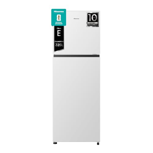 Hisense RT422N4AWE - Frigorífico Dos Puertas, Calss E, Capacidad 325 L Neto, Alto 170 cm,Multi Air Flow,Cajón Frutas y Verduras, Puertas Reversibles, No Frost, Silencioso 40 dBA, Color Blanco