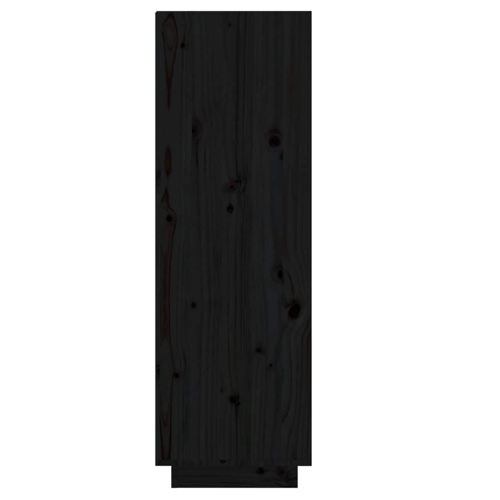 Schuhregal Schwarz aus Massivholz Kiefer 30x34x105 cm mit 5 Fächern und Schublade, platzsparend und stapelbar, für Flur, Diele, Garderobe, Sneaker und Stiefel