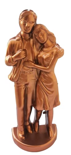 Image of Love Couple Face Adventure Showpiece Statue for Home Decor | Romantic Valentine's Day Gift for Couples | Premium Resin Sculpture with Golden Finish (Golden)