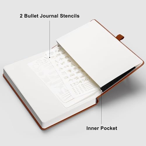Image of RETTACY Blank Journal Notebook, 192 Pages, A5 Medium Size (5.7'' x 8.3'') | Leather Hardcover, 100 GSM Thick Paper, for Sketching, Drawing, Painting (Brown)