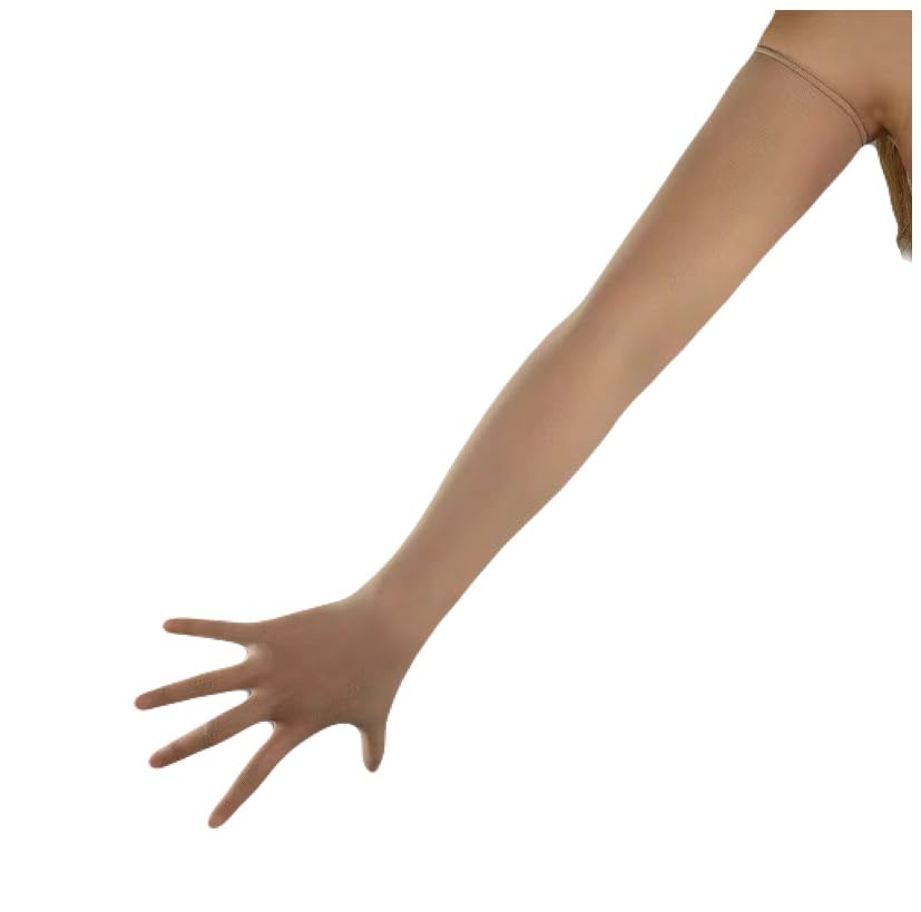 Nahtlose, durchscheinende, dehnbare Nylon-Handschuhe, Ellenbogen, lang, Opernparty, Samt, Cosplay-Strumpfhose für Handstrümpfe, Hautfarben, Large